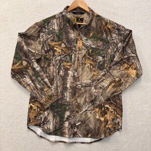 Browning Shirt Mens Medium Camo Real Tree Polyestor Soft Quality Button Up
